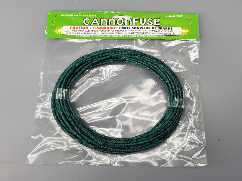2.5mm Green Cannon Fuse (25-28 sec/ft) - PyroBuild.com