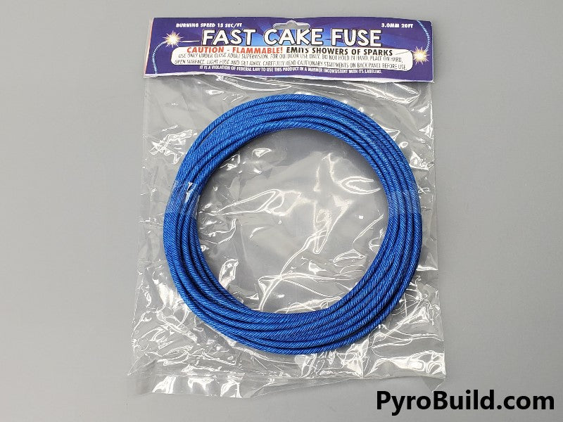 3mm Blue Fast Cake Fuse (15 sec/ft) - PyroBuild.com