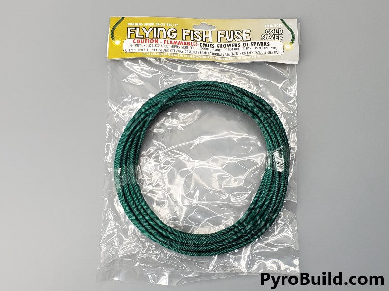 3mm Flying Fish Fuse Gold/Silver (30-35 sec/ft) - PyroBuild.com