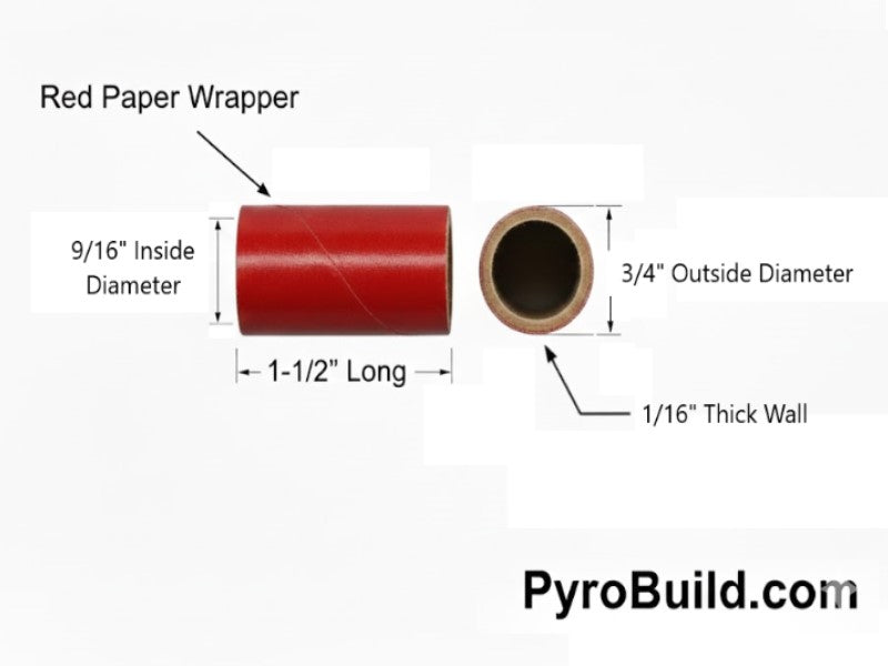 50pc Red Tube 9/16" x 1-1/2" x 1/16"