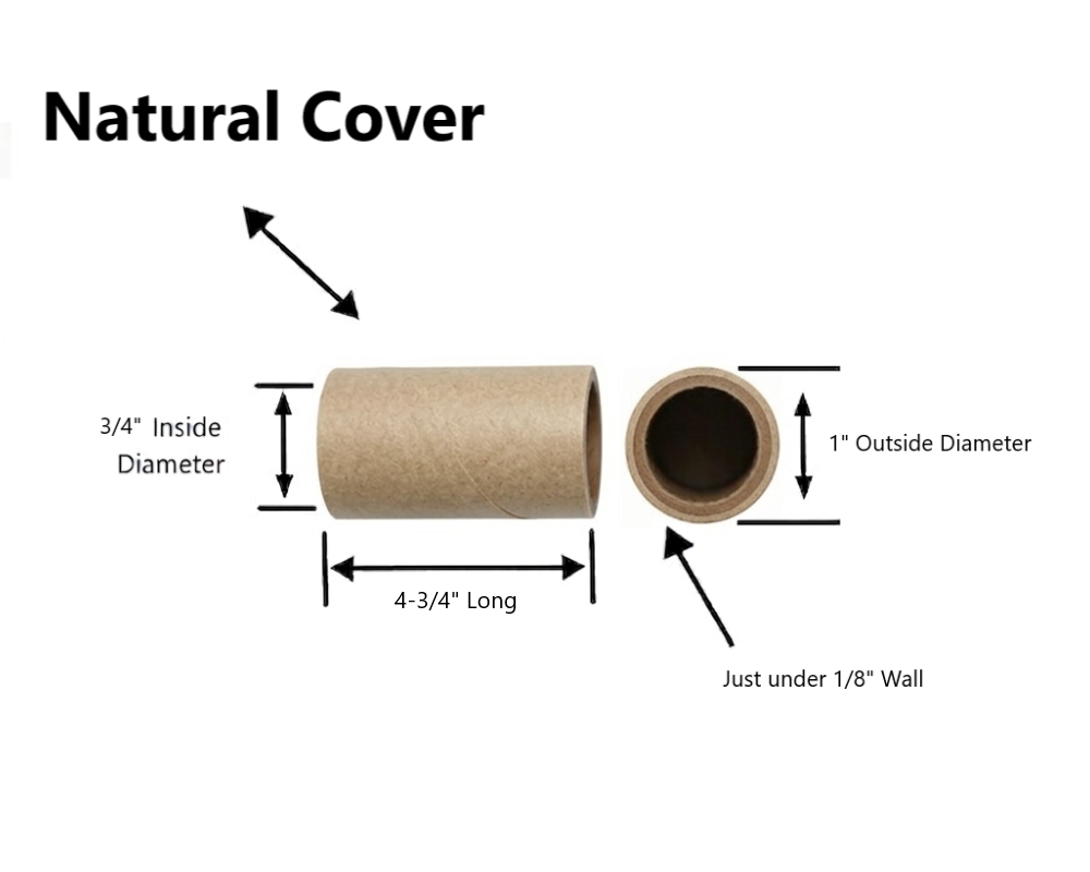 Diagram of a cardboard tube labeled 'Natural Cover' with measurements.