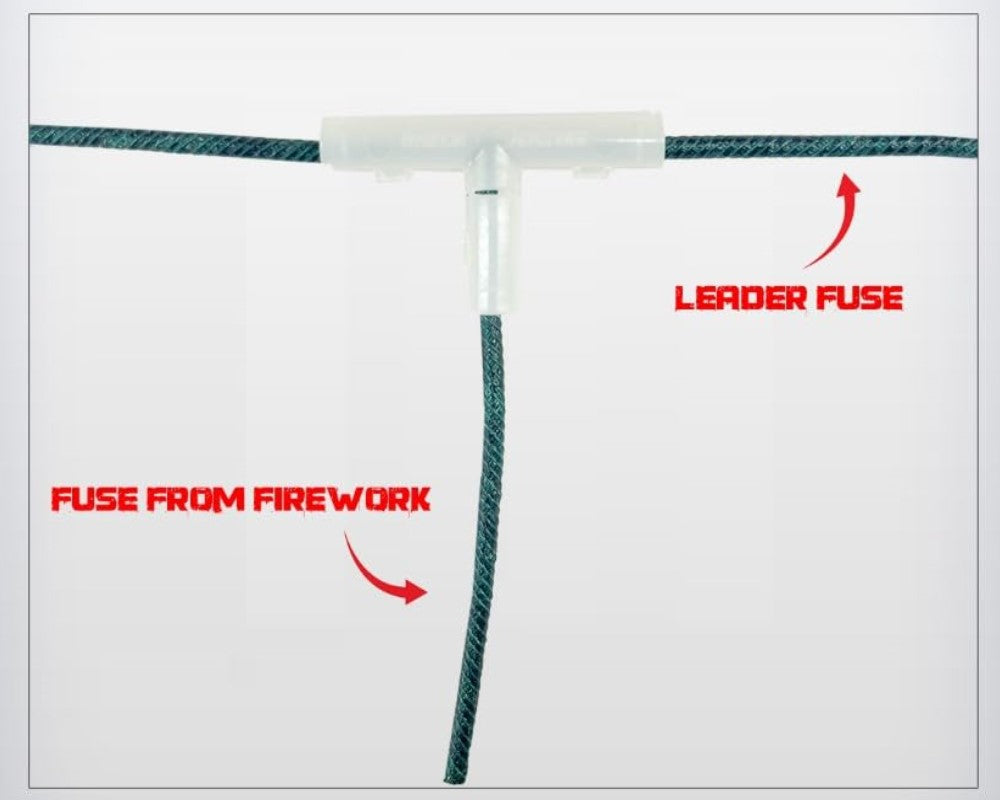 Diagram showing a fuse from a firework and a leader fuse on a white background