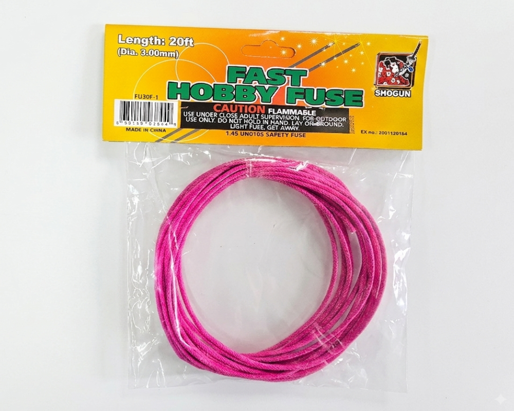 3mm Pink Fast Hobby Fuse (1-2 sec/ft)