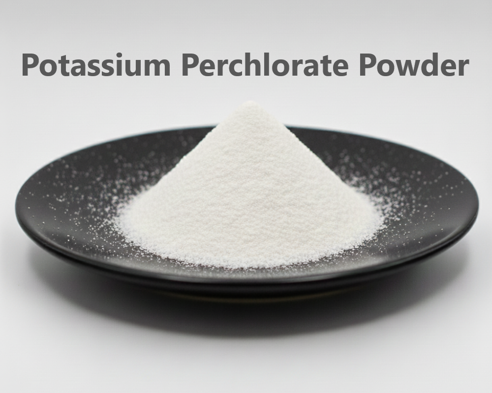 Potassium Perchlorate powder on a black plate