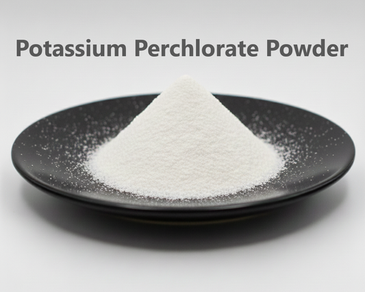Potassium Perchlorate powder on a black plate
